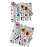 White Crystal Charm Press On Nails