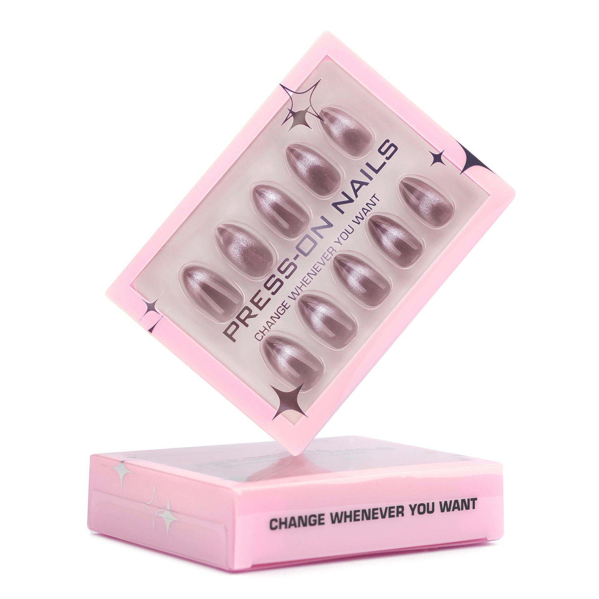 Unhas postiças de gatinho francesas simples unhas postiças transparentes cinzas em formato de amêndoa tipo avançado atacado