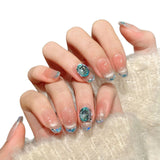 Blue Sea Pearl Soft Gradient Nails