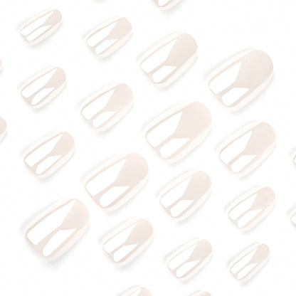 White solid color coating  wholesale short round simple beauty wearing fake nails｜365nails