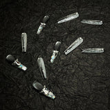 [Black Ice] White Gray Glass Beads Cat's Eye Four Fingers Platinum Quicksand Press On Nail