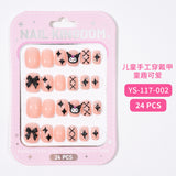 Children's Nail Art Nail Sticker Girl Cartoon 24 Nail Art Sticker Cute Removable press on nails With Drill