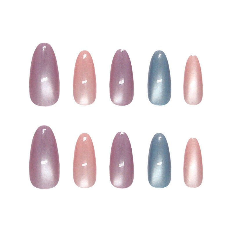 Nail Tips  prefabricated nail clear and smart spring rainbow glass beads sweet girl  ins wind removable manicure｜365nails