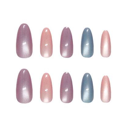 Nail Tips  prefabricated nail clear and smart spring rainbow glass beads sweet girl  ins wind removable manicure｜365nails