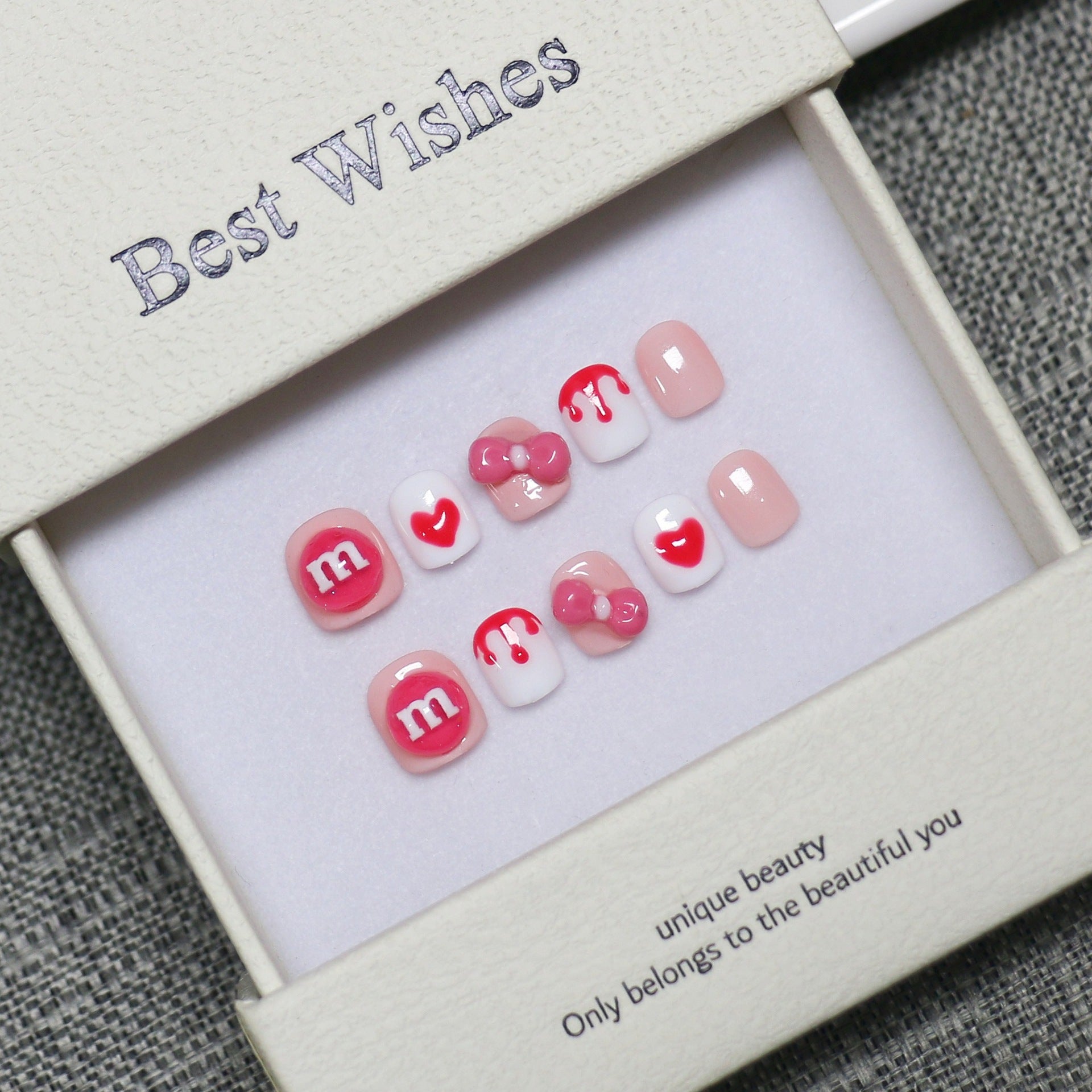 New handmade press-on nails cute cartoon fake nail flakes 3-12 years old