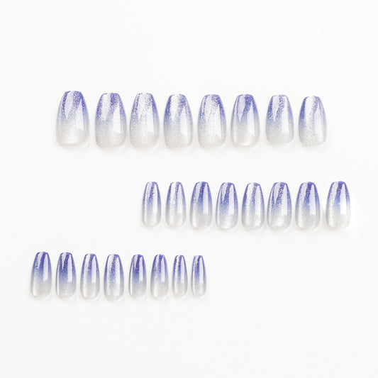 Blue gradual change cat eye senior   simple nail piece ballet nail type nail piece ｜365nails