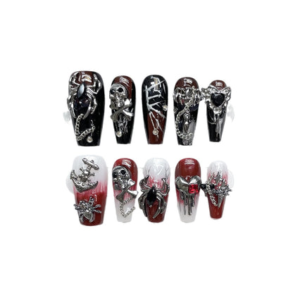 Light Luxury handmade press on nails Wear Lava Demon True Love Like Blood Detachable Nail Art Finished Product | 365nails