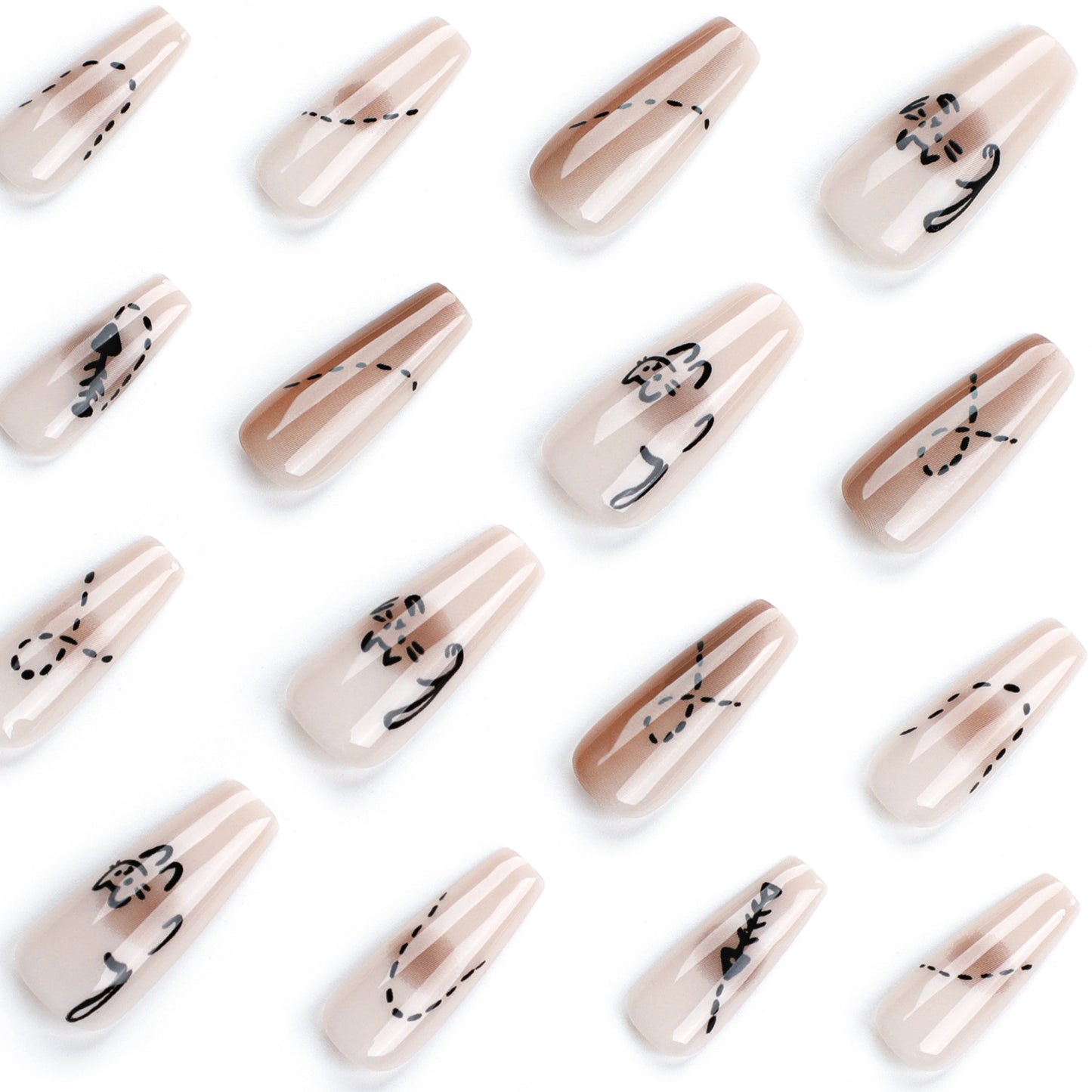 Adesivo de manicure de linha simples, peça de desenho animado fofa para manicure, balé, produto acabado, atacado ｜365nails