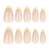 Cross-border foreign trade yellow French wearing nail simple manicure fake nail short almond wearing nail piece wholesale