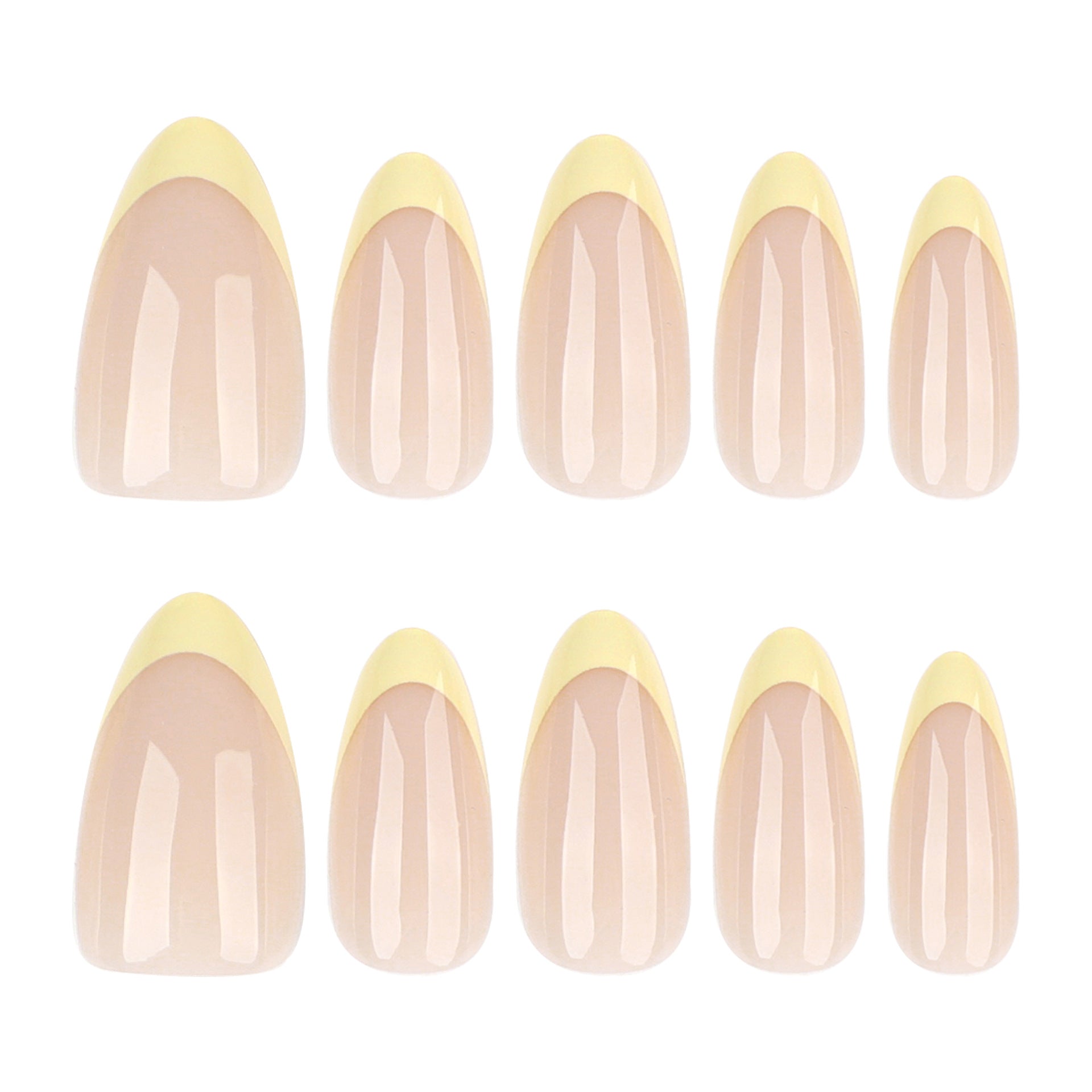 Cross-border foreign trade yellow French wearing nail simple manicure fake nail short almond wearing nail piece wholesale