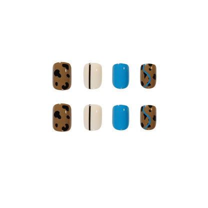 Milk coffee leopard print contrasting color Press on  finished fake nail   nail  waterproof removable nail piece｜365nails