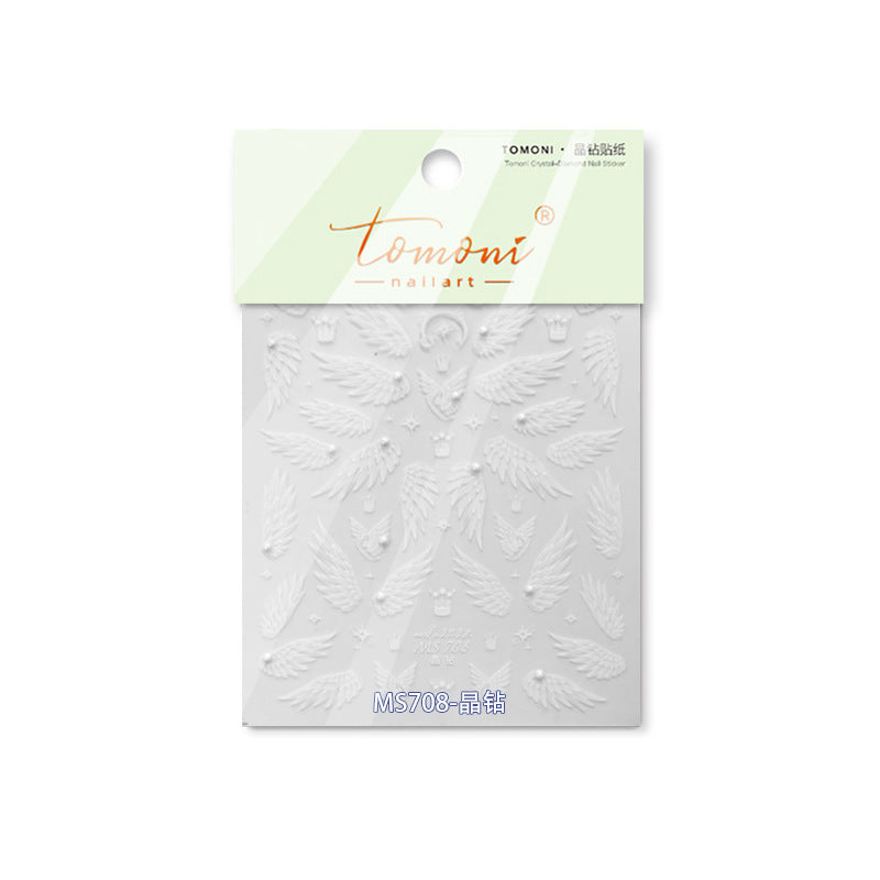 Angel Wing Collection: "Celestial Grace" – 3D Crystal Diamond Nail Sticker