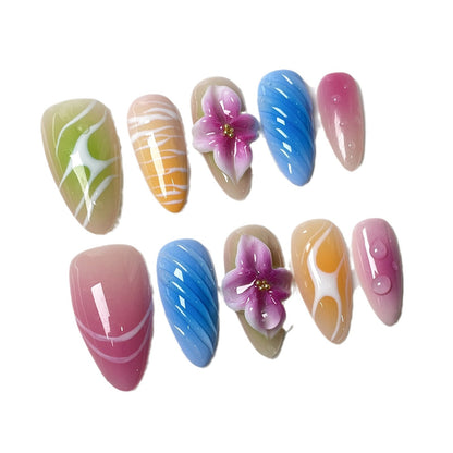 Handemade press on nails  3D Three-dimensional Carving Hand-painted Blush Nail Original Real Shot High-quality Nail Art Sticker｜365nails