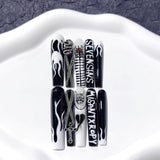 Black White Gothic Cross Flame Statement Press On Nails
