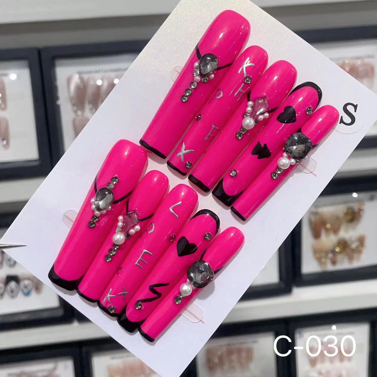 Extra Long 5.5cm Water Pipe Press-On Nails | Handmade Collection | Round Shape