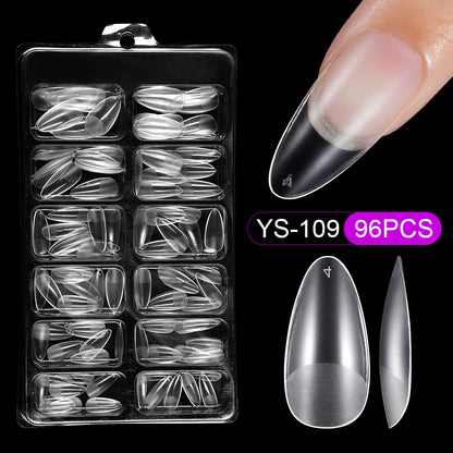 Nail Tips press on nails pads 96 pieces seamless ultra-thin almond fake nail patches removable fully transparent matte extended manicure