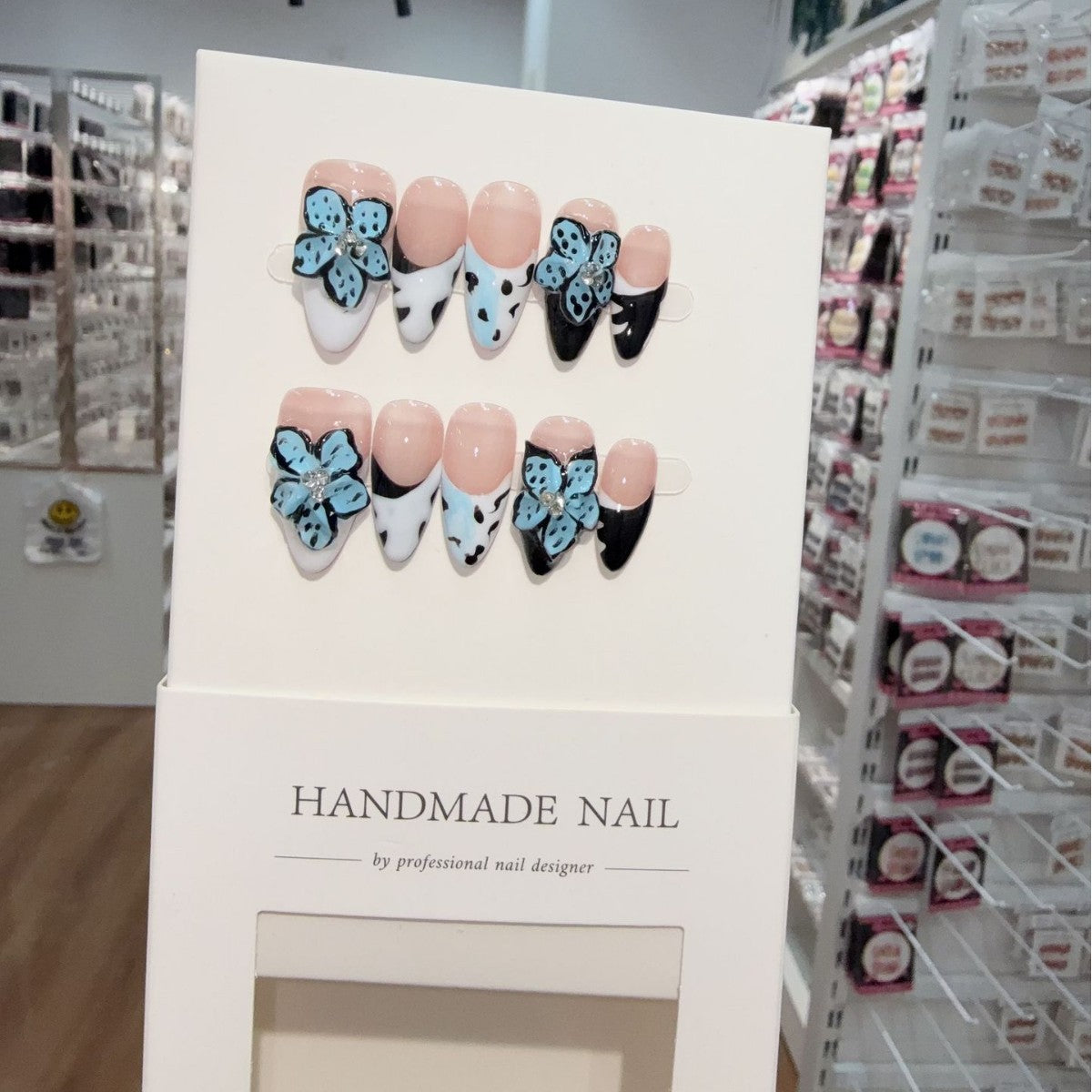 365nails: "Midnight Bloom" – 3D Butterfly Handmade Stiletto Nails