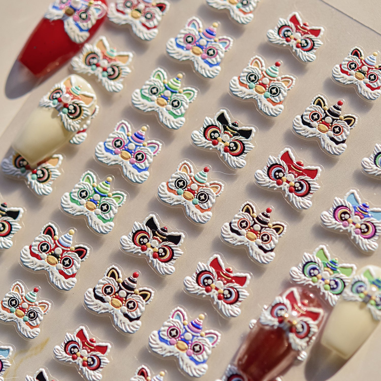 Chinese Lion Dance: "Lion Head" – 3D Embossed Nail Sticker