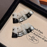 [Rinning Moon Starlight] Hand-painted smudged goth dark cyberpunk advanced sense handmade press on nails finished nail art | 365nails