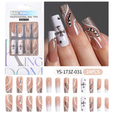 Press on nails fake nail patch extension nail Spice Girl medium rectangle removable 24 pieces with drill manicure
