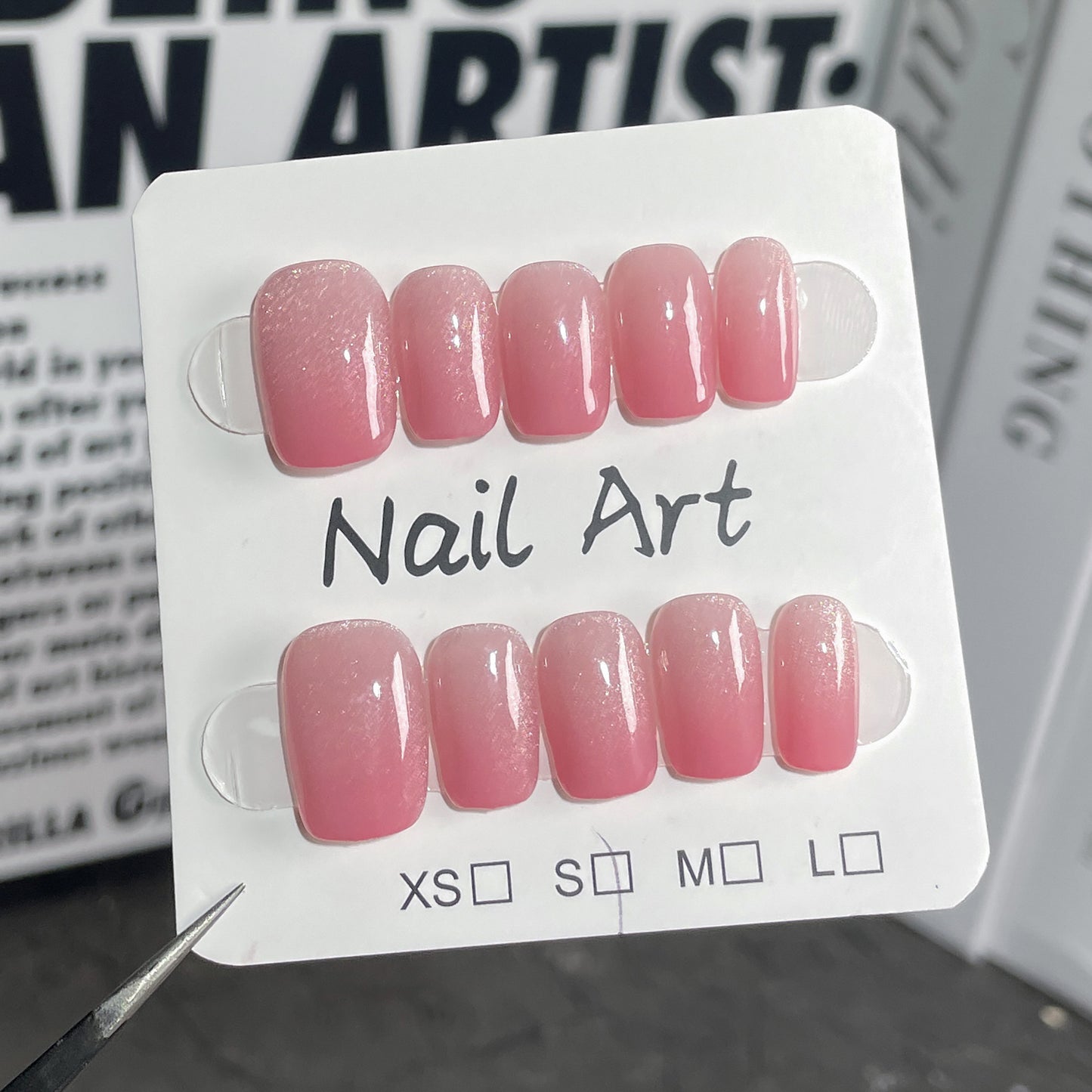 Handmade press on nails simple cat eye short nail patch pure desire to gradually change almond nail fake nail｜365nails