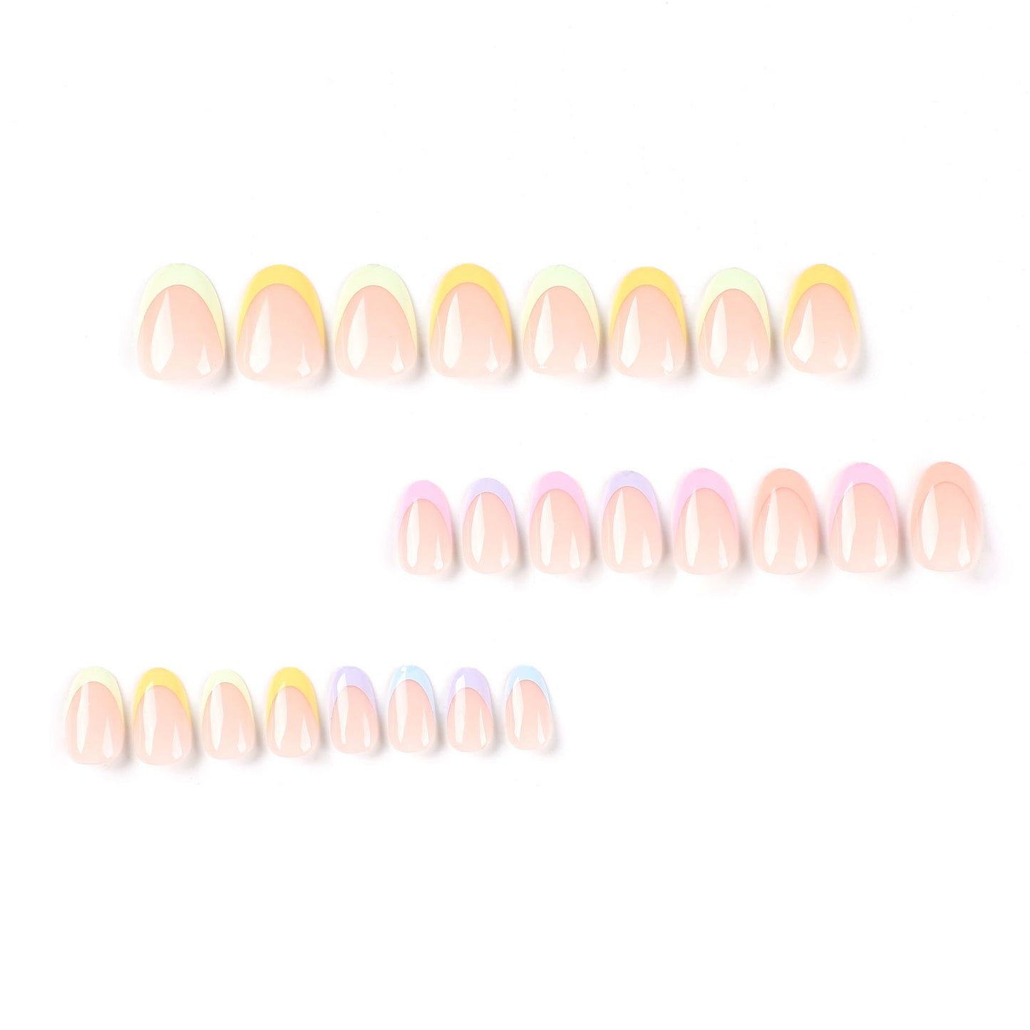 Wearable nail sticker summer multi-color French fresh rainbow wearable nail piece wholesale false nails