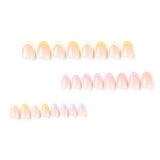 Wearable nail sticker summer multi-color French fresh rainbow wearable nail piece wholesale false nails