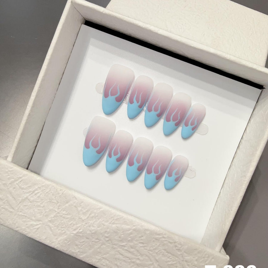 365nails: "Aurora Flame" – Gradient Flame Handmade Coffin Nails
