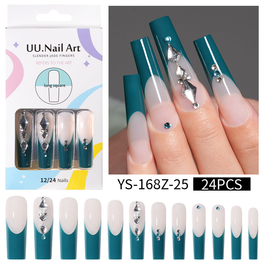 Long press on nails, French versatile patch nail art removable prefabricated fake nail press on nails piece