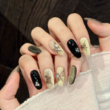 Gold Black Glitter Butterfly Elegant Luxury Press On Nails