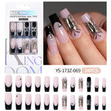 Press on nails fake nail patch extension nail Spice Girl medium rectangle removable 24 pieces with drill manicure