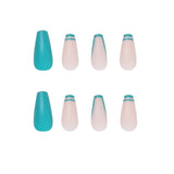 French Wear Nail Lake Blue Nail Art White Unha Postiça Patch de Unha Almofada de Unha Removível Unha Postiça Unhas｜365nails