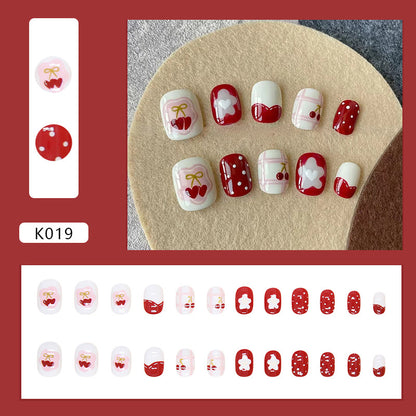 Kids nails Red Polka Dots Strawberry Nail Art Patches 24 Tablets｜365nails