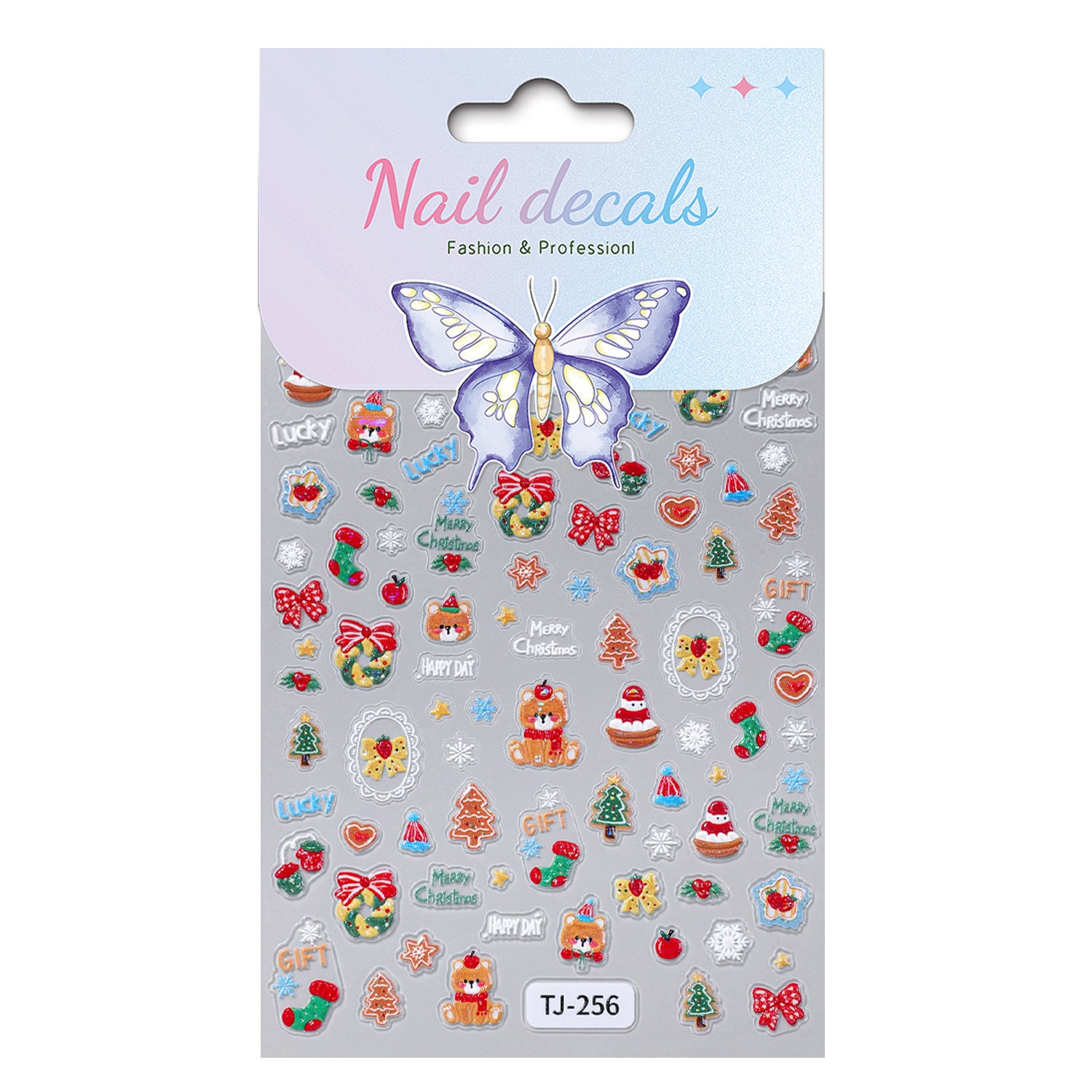 Happy Christmas Nail Art Sticker 5D Embossed Three-dimensional Snowman Christmas Bear DIY Nail Sticker Ornament TJ