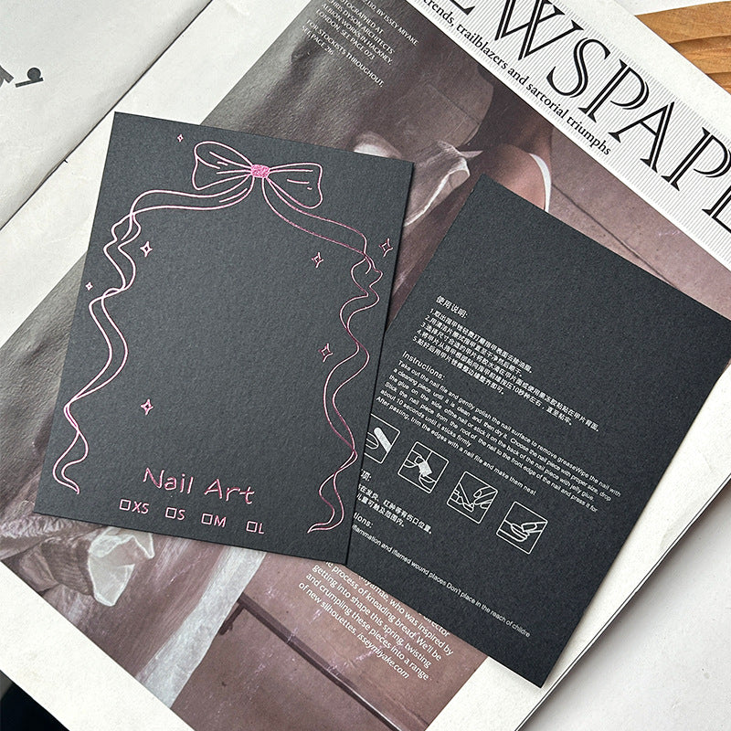 Pink Gradient Cotton Texture Nail Display Card – Elegant Press‑On Nail Packaging Background Card