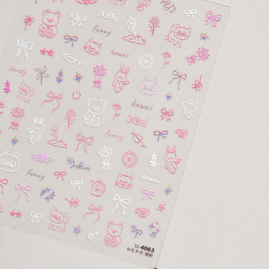 365nails: "Kawaii Animal Outline" – Nail Art Stickers