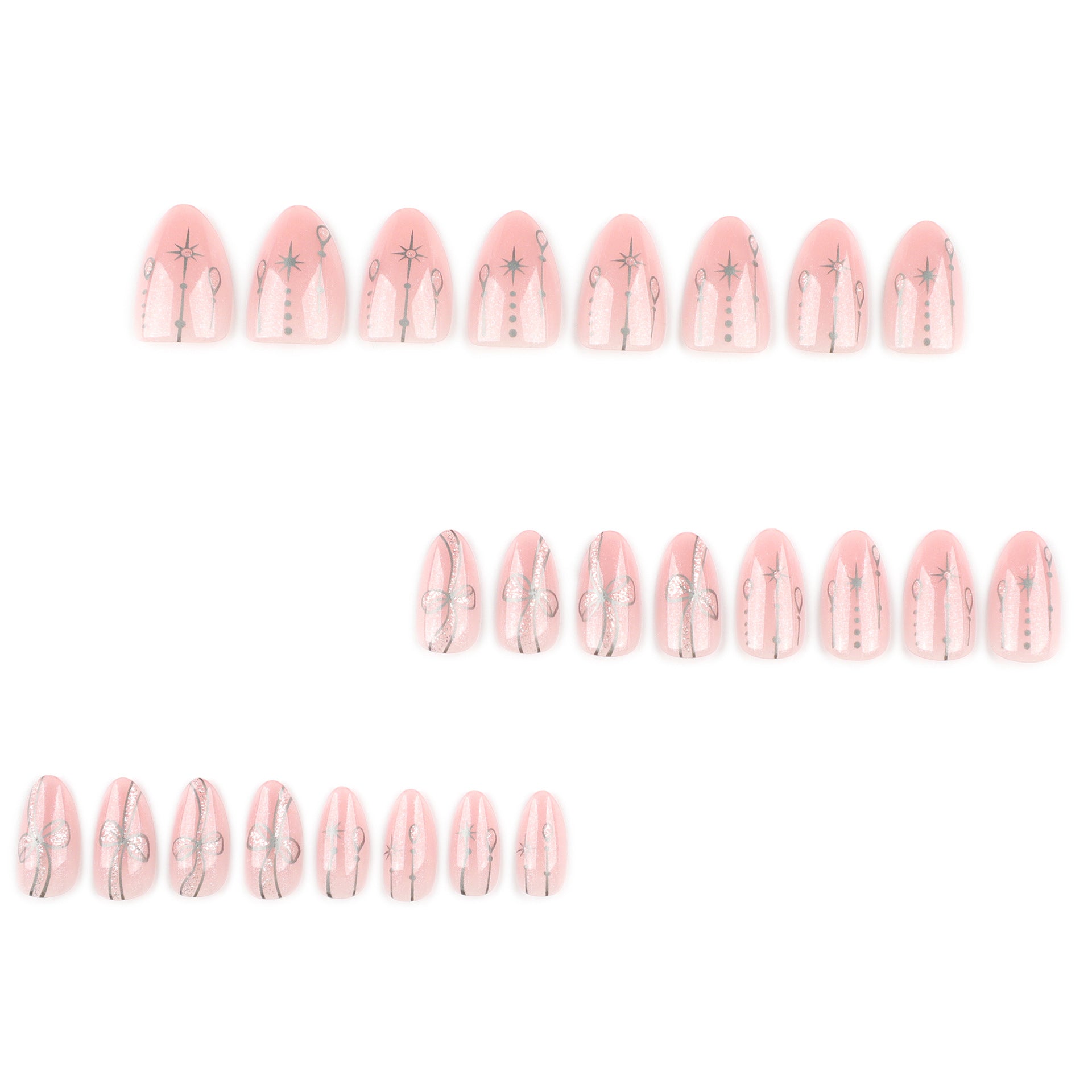 Bohemian short almond light pink press-on nails