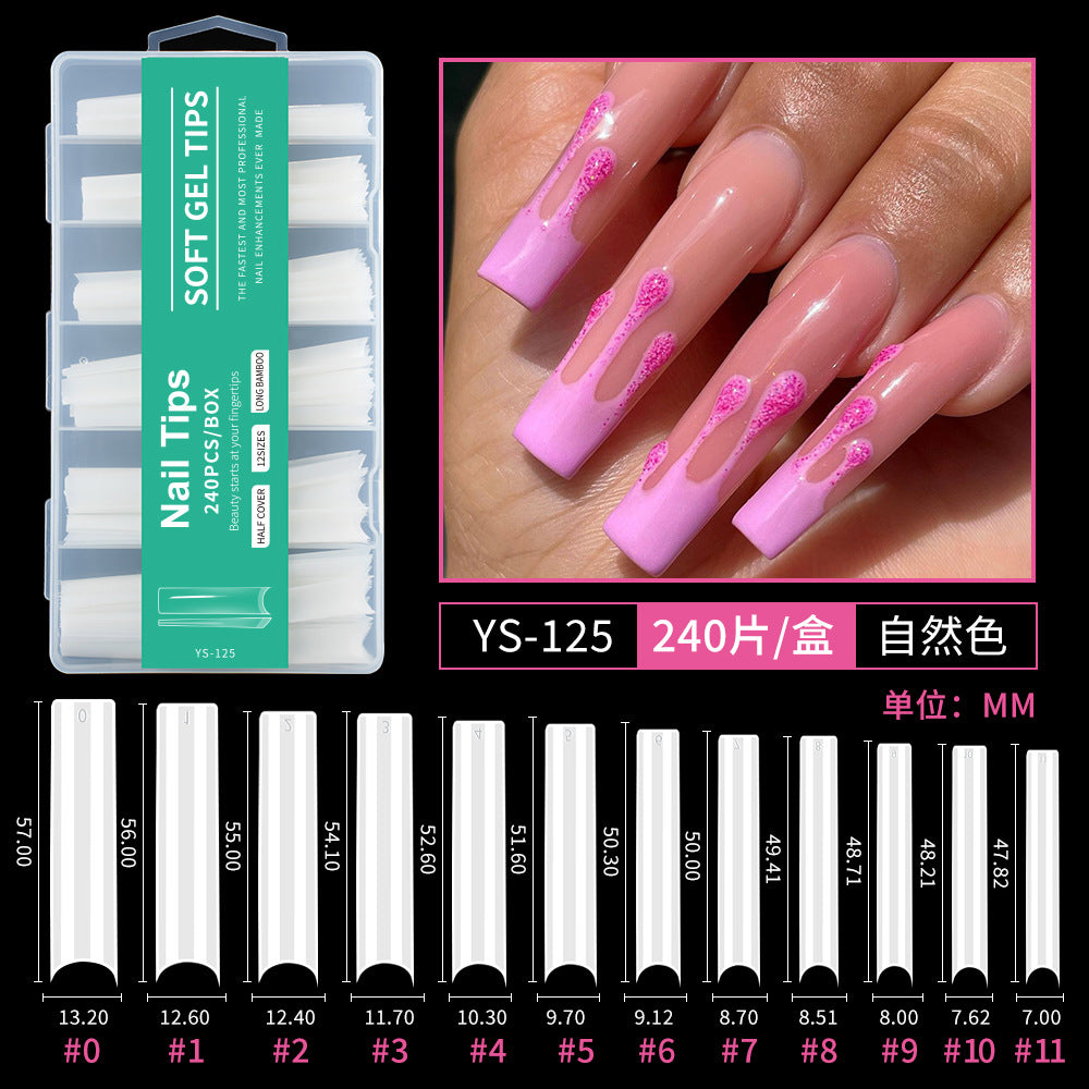 Nail Tips semi-full sticker, light sticker, extended water pipe nail 240 pieces XXXL thin dog transparent manicure patch fake nail