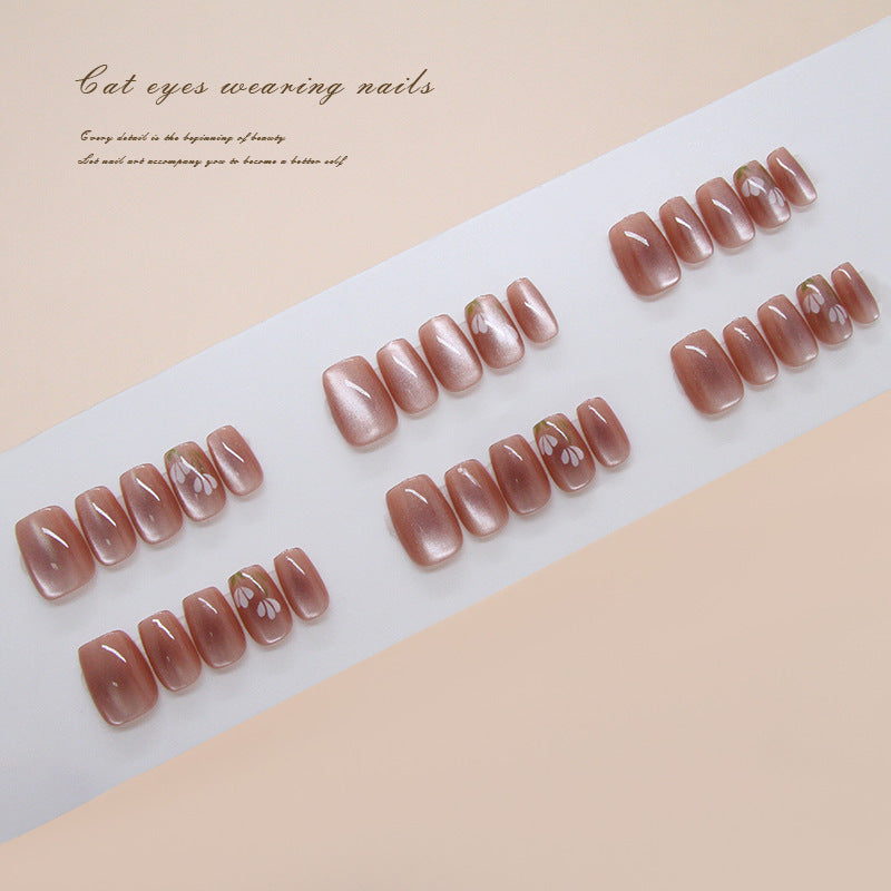 Nail Tips  Prefabricated Nail Gentle Tulip Blush cat eye Spring Whitening Atmosphere  Nail Art 30 pieces｜365nails