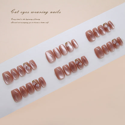 Nail Tips  Prefabricated Nail Gentle Tulip Blush cat eye Spring Whitening Atmosphere  Nail Art 30 pieces｜365nails