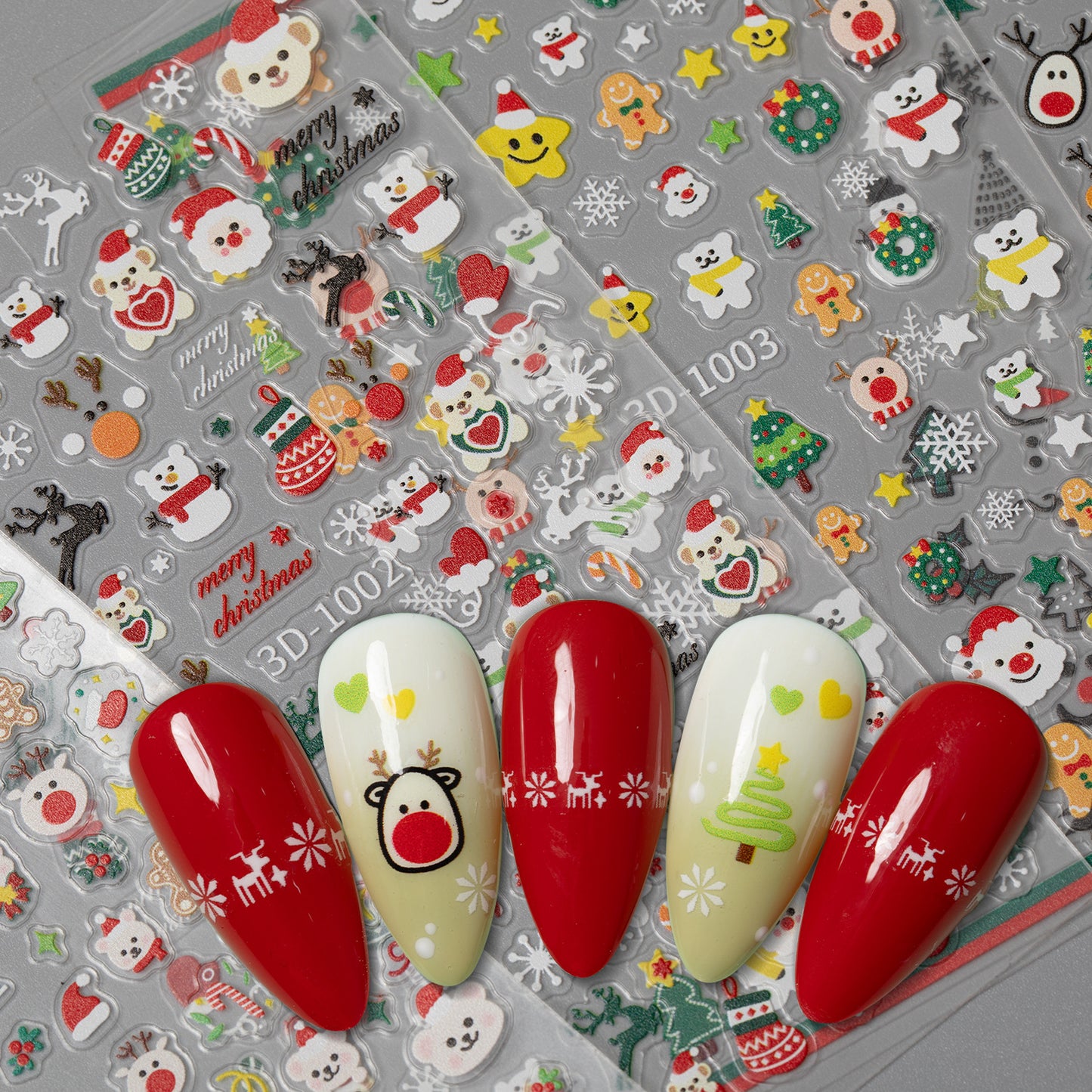 Christmas Series Nail Art Sticker Flat Belt Adhesive Christmas Snowman Elk Nail Sticker Ornament 3D