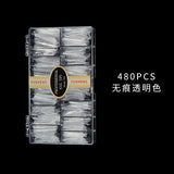 Nail Tips Explosive nail pads 504 pcs bag boxed extended flat head transparent patch manicure XXL semi-sticker denim fake nails wholesale