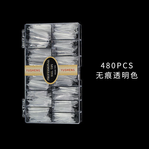 Nail Tips Explosive nail pads 504 pcs bag boxed extended flat head transparent patch manicure XXL semi-sticker denim fake nails wholesale