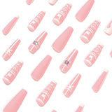 Wear nail pads Elk Christmas fake nails Pink white contrasting rhinestone nail pads Wholesale nail pads｜365nails