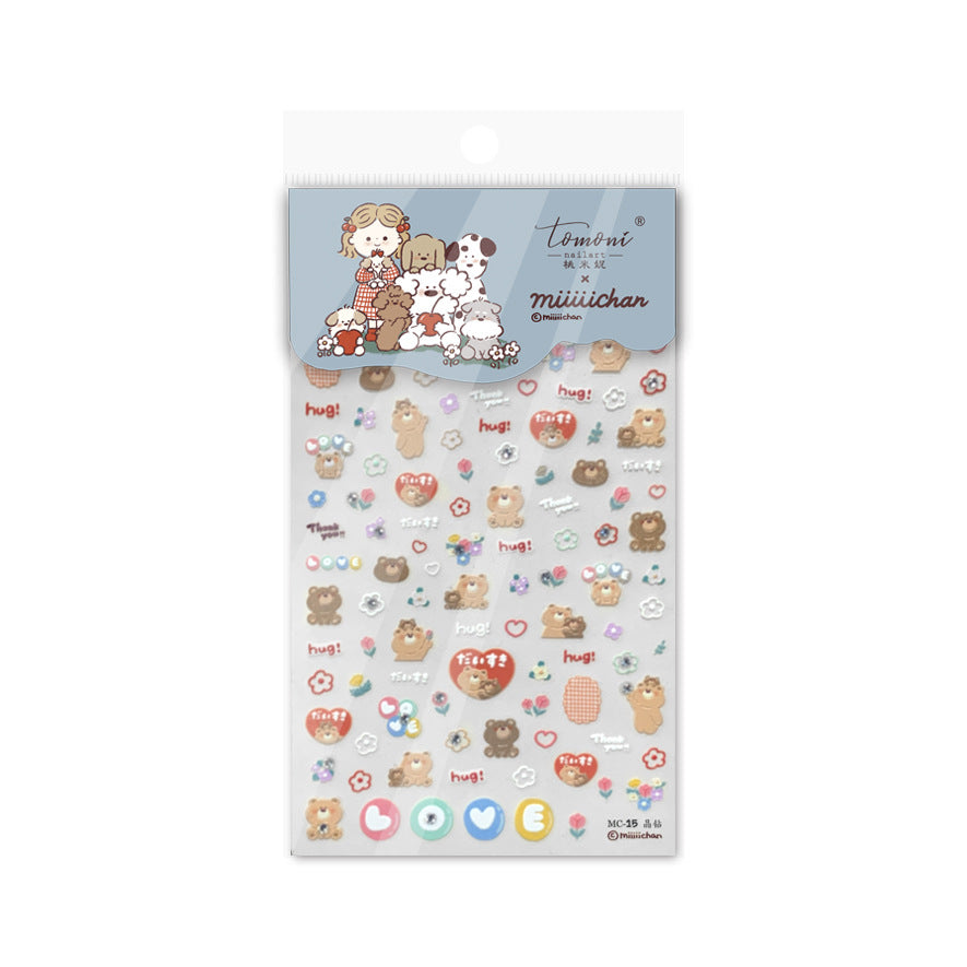 365nails: "Cute Bear and Friend" – nail art stickers