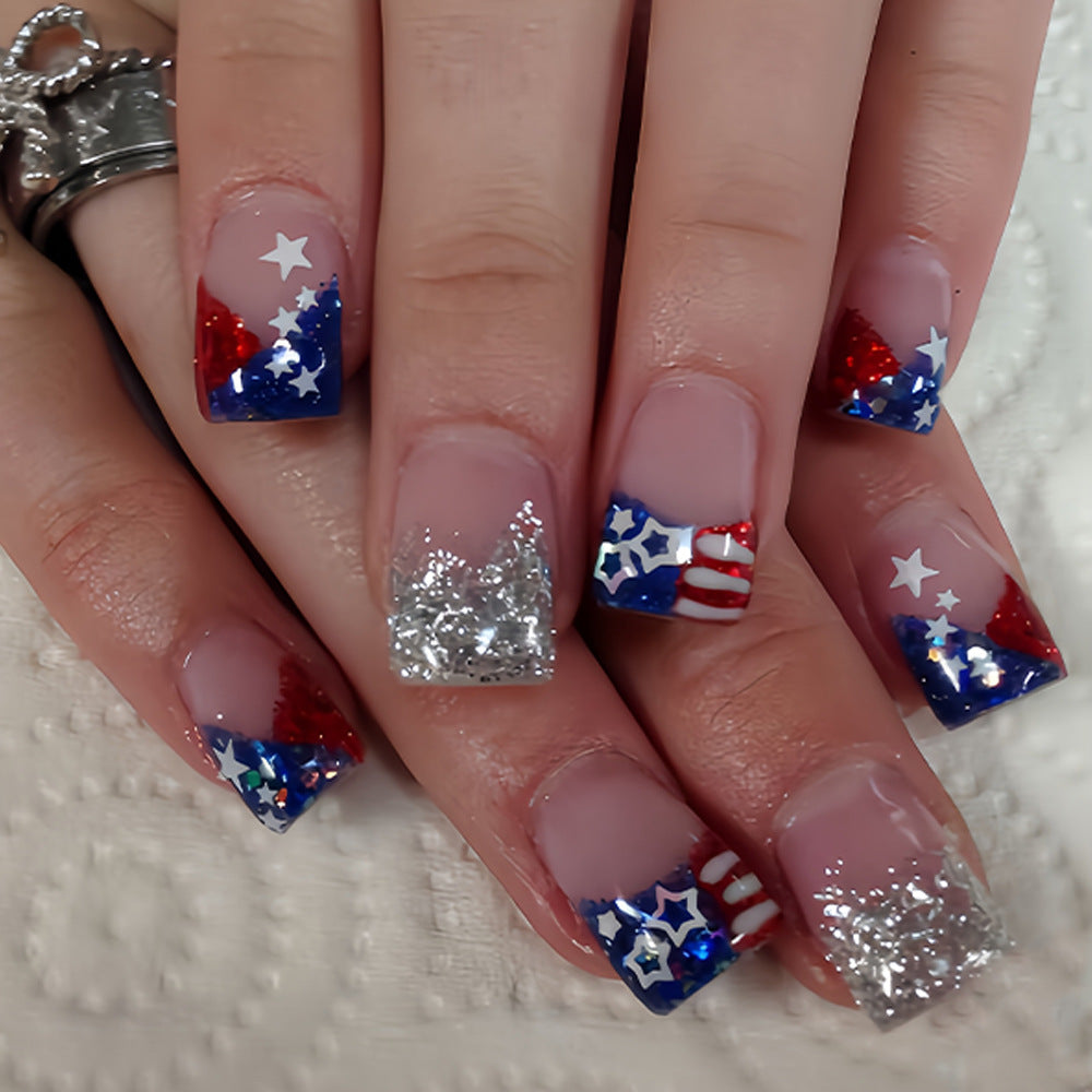 365nails: Independence Day Creative Geometric Press-On Nails