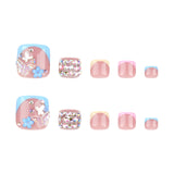 Uñas francesas para los pies con punta de taladro, uña mariposa, pieza de uña, destello de diamante, manicura de pie corta | 365nails