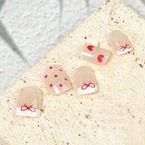 Kids press-on nails Red polka dot love glue-free 24 pieces white French nude spot