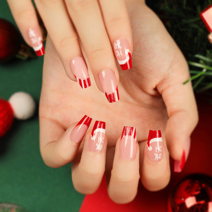 Christmas press on nails snowflake love snowman manicure short almond bow  long nail wholesale｜365nails