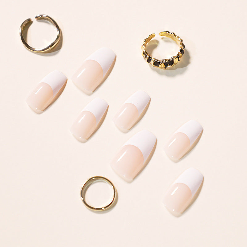 白色法式與粉色啞光成品穿戴甲—直供｜365nails